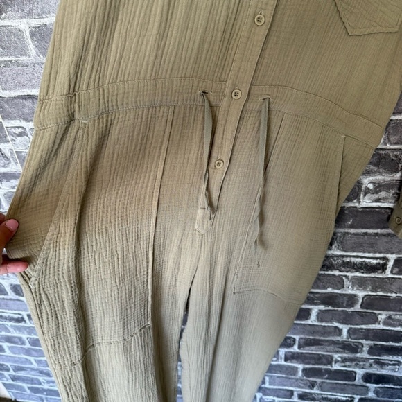 NWT Overlover LA sage green grey gauze cotton oversized utility jumpsuit - Picture 6 of 11